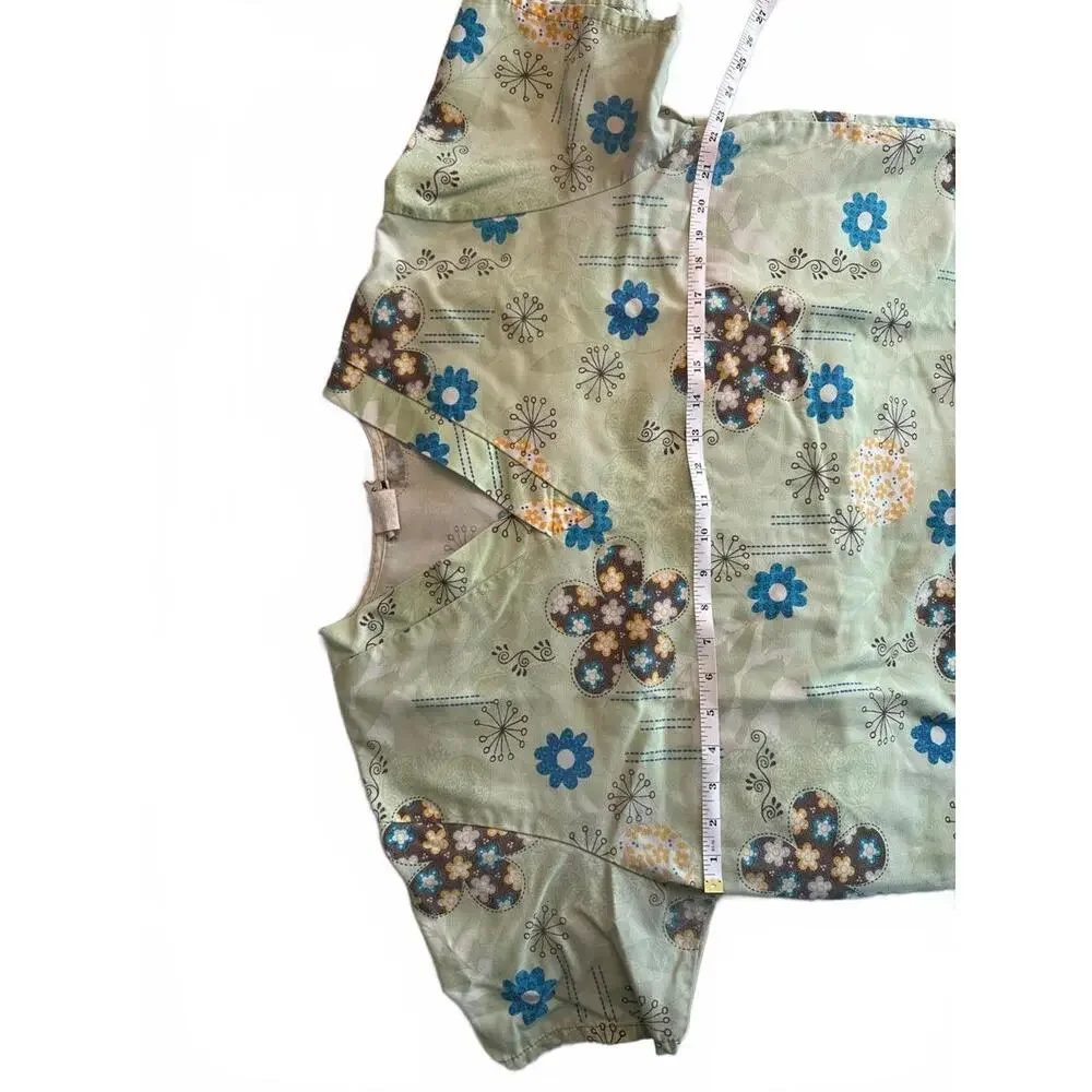 Koi Floral Print Medical Scrubs Set - Top- L & Pants- Medium Tall - Picture 6 of 9